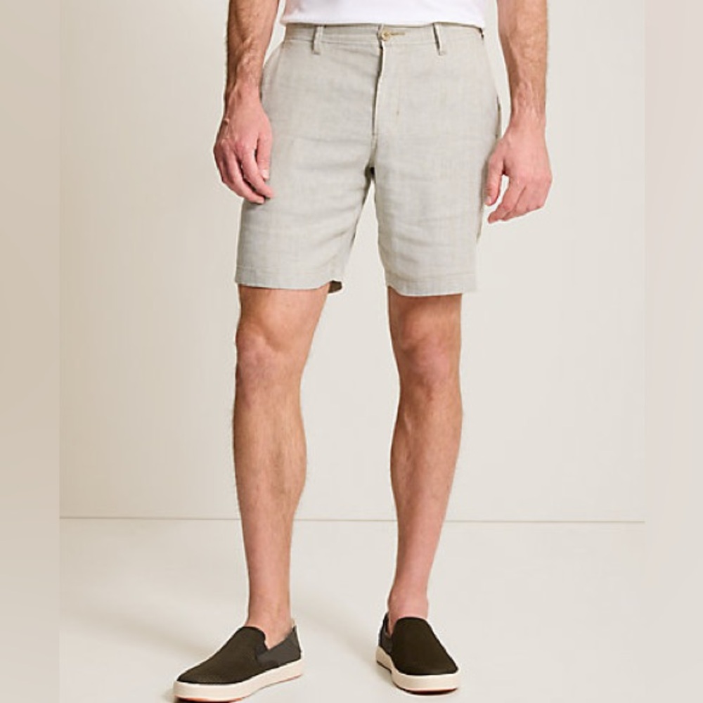 Tommy Bahama Light Beige Linen-Blend Flat Front Shorts